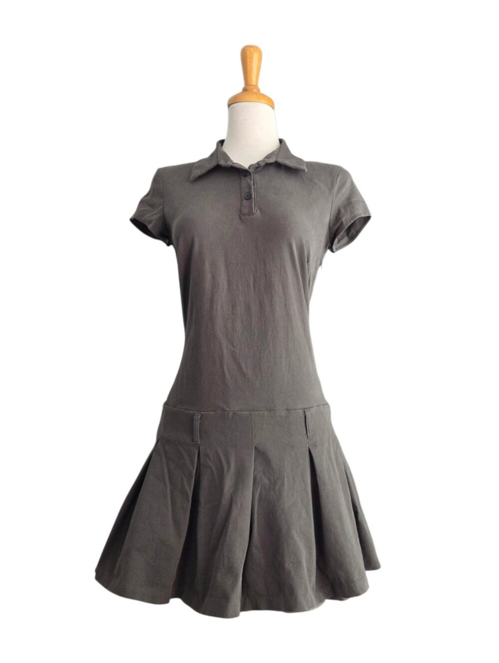 Zara Box Pleat Polo Mini Shirt Dress Women's Size L Preppy Y2K